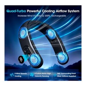 Neck Fan Rechargeable 4 Turbo 6000mAh Portable Neck Fan NWOT
